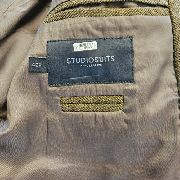 StudioSuits Bottle Brown Herrignbone Tweed Blazer - 42R - Picture 7 of 11